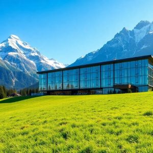 Luxushotel in den Alpen mit Glasfassade