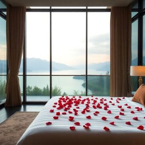 Luxuriöses Glas-Hotelzimmer mit Blick auf die Natur